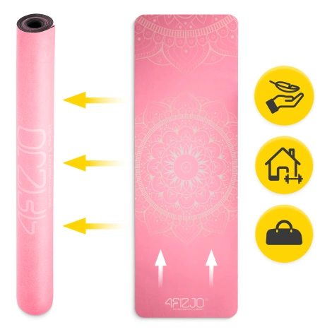 Zamszowa mata do jogi i ćwiczeń 1,5 mm różowa