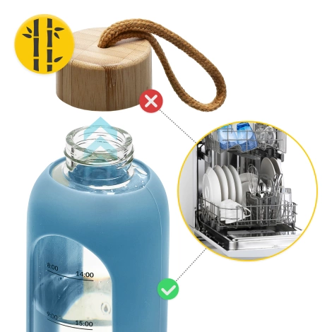 Butelka szklana na wodę 750 ml niebieska