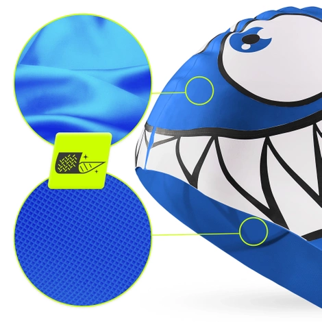 Czepek na basen dla dzieci TSUNAMI SHARK niebieski