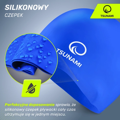 Czepek na basen unisex TSUNAMI granatowy