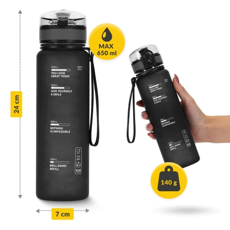 Butelka sportowa na wodę 650 ml czarna