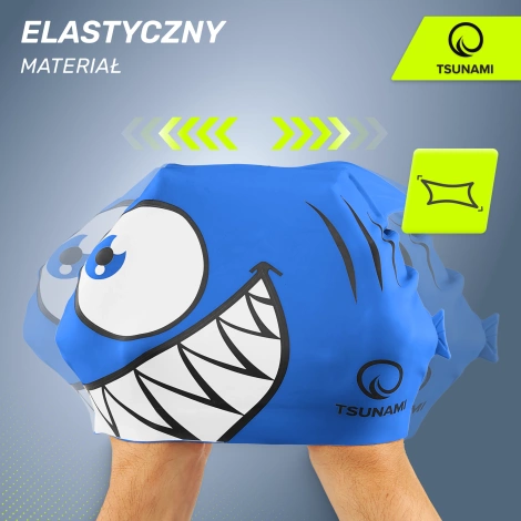 Czepek na basen dla dzieci TSUNAMI SHARK niebieski