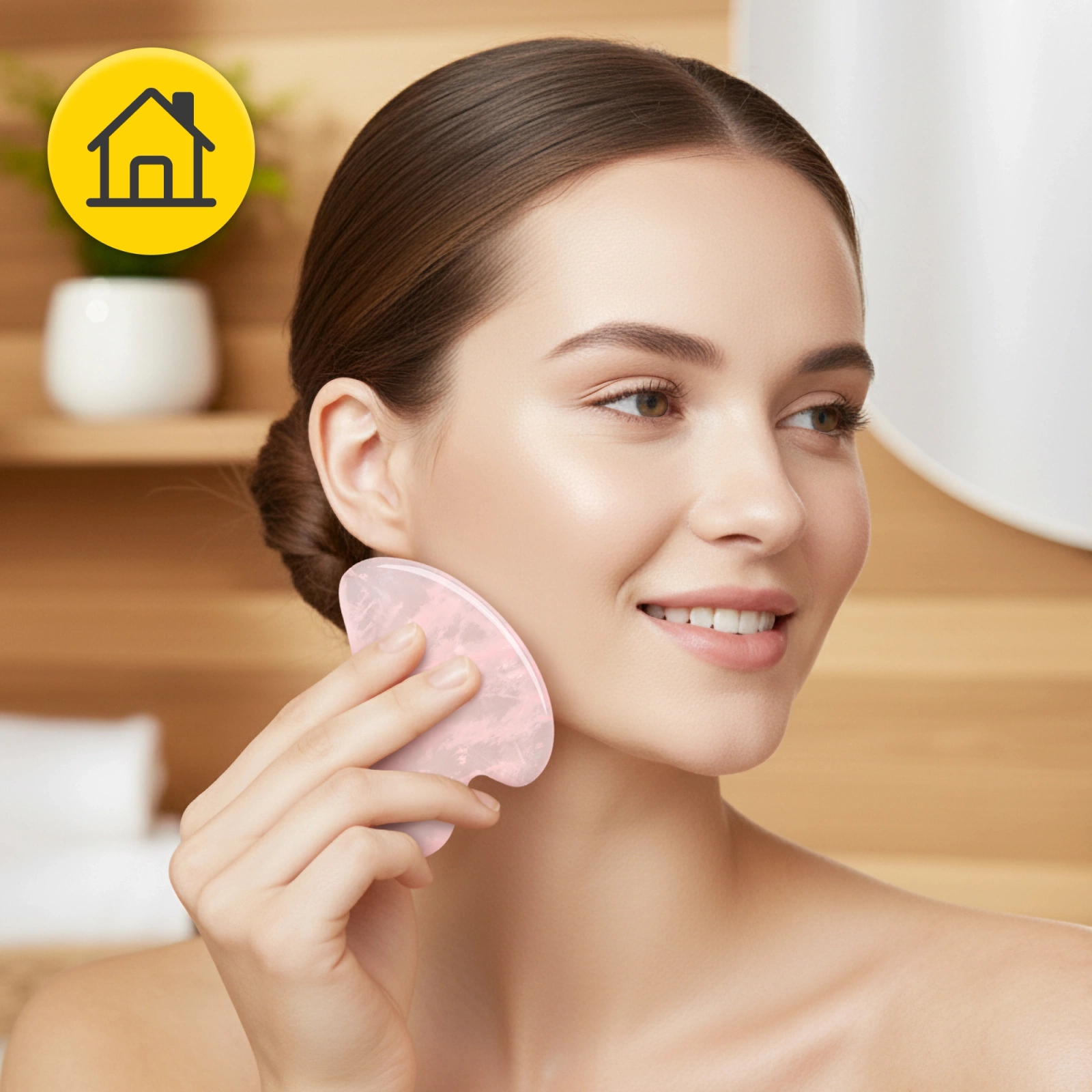Klasyczny kamień Gua Sha z naturalnego różowego kwarcu