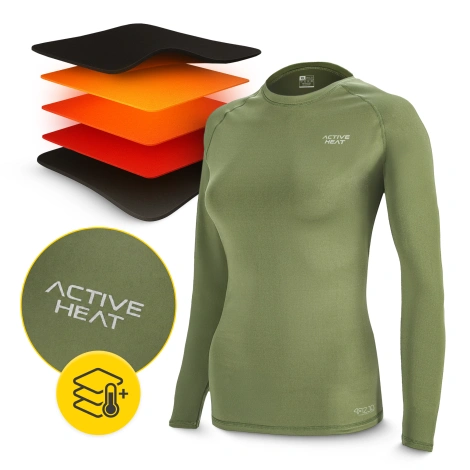 Koszulka termiczna unisex z długim rękawem - zielona, rozmiar XL