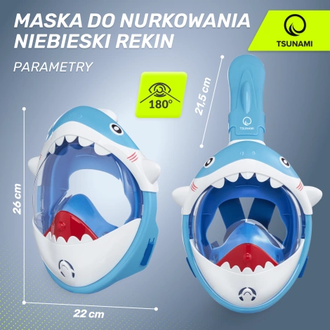 Maska do nurkowania dla dzieci TSUNAMI SHARK niebieska
