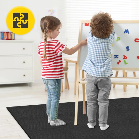 Mata ochronna piankowa PUZZLE na podłogę 24 szt. 30 x 30 cm - czarna