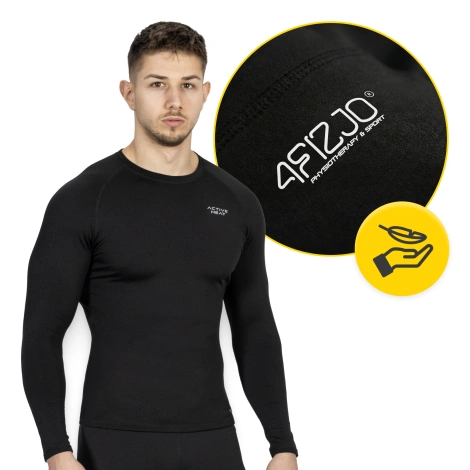 Koszulka termiczna unisex z długim rękawem - czarna, rozmiar XL