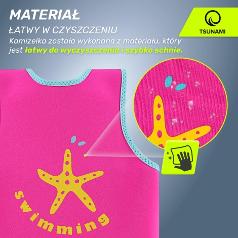 Kamizelka do pływania dla dzieci 3-6 lat TSUNAMI różowa