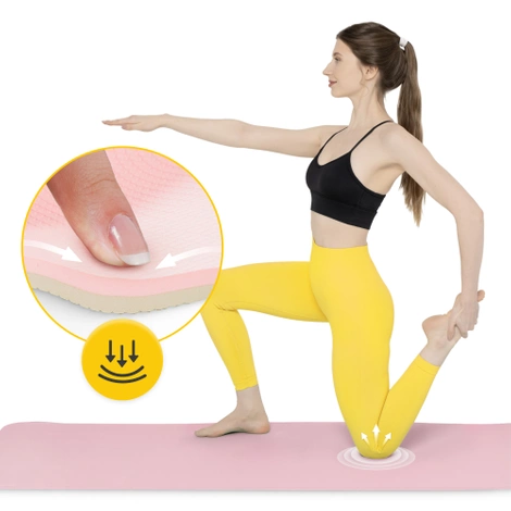 Mata do ćwiczeń i jogi antypoślizgowa TPE 0,6 cm różowa