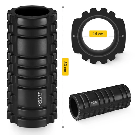 Wałek do masażu z wypustkami EVA 33 cm czarny
