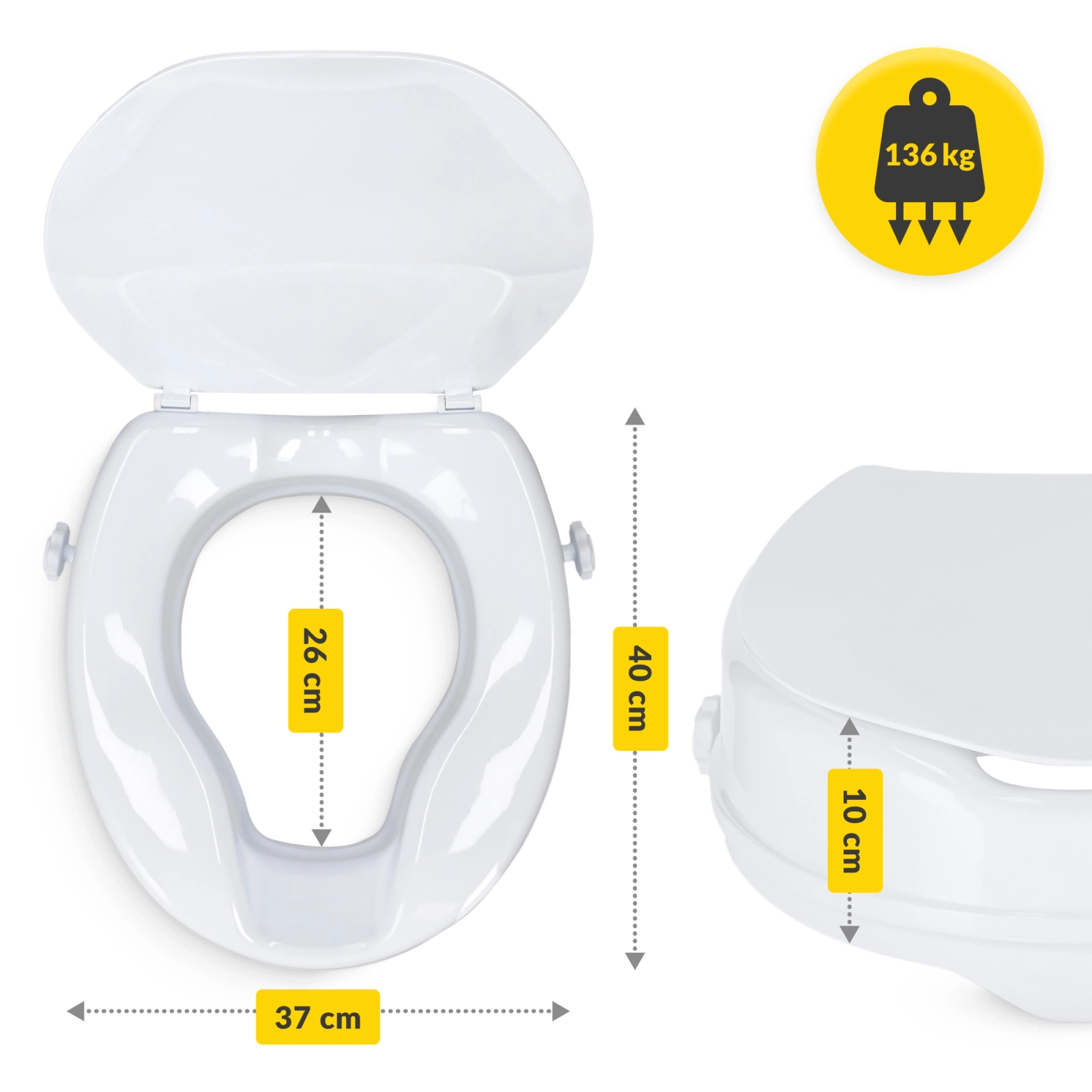 Nakładka podwyższająca na sedes 5 cm / 10 cm / 15 cm – komfort i bezpieczeństwo w łazience