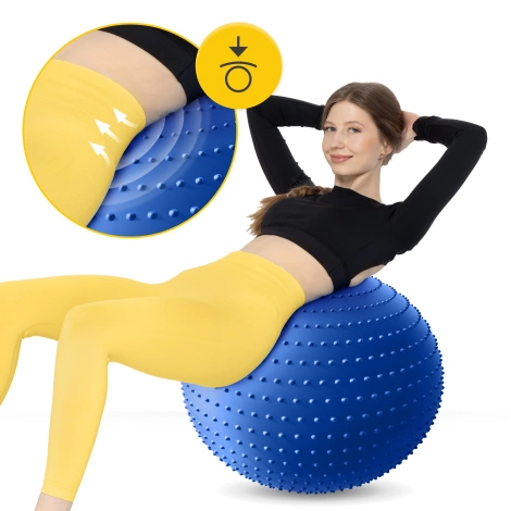 Piłka rehabilitacyjna z kolcami 65 cm niebieska