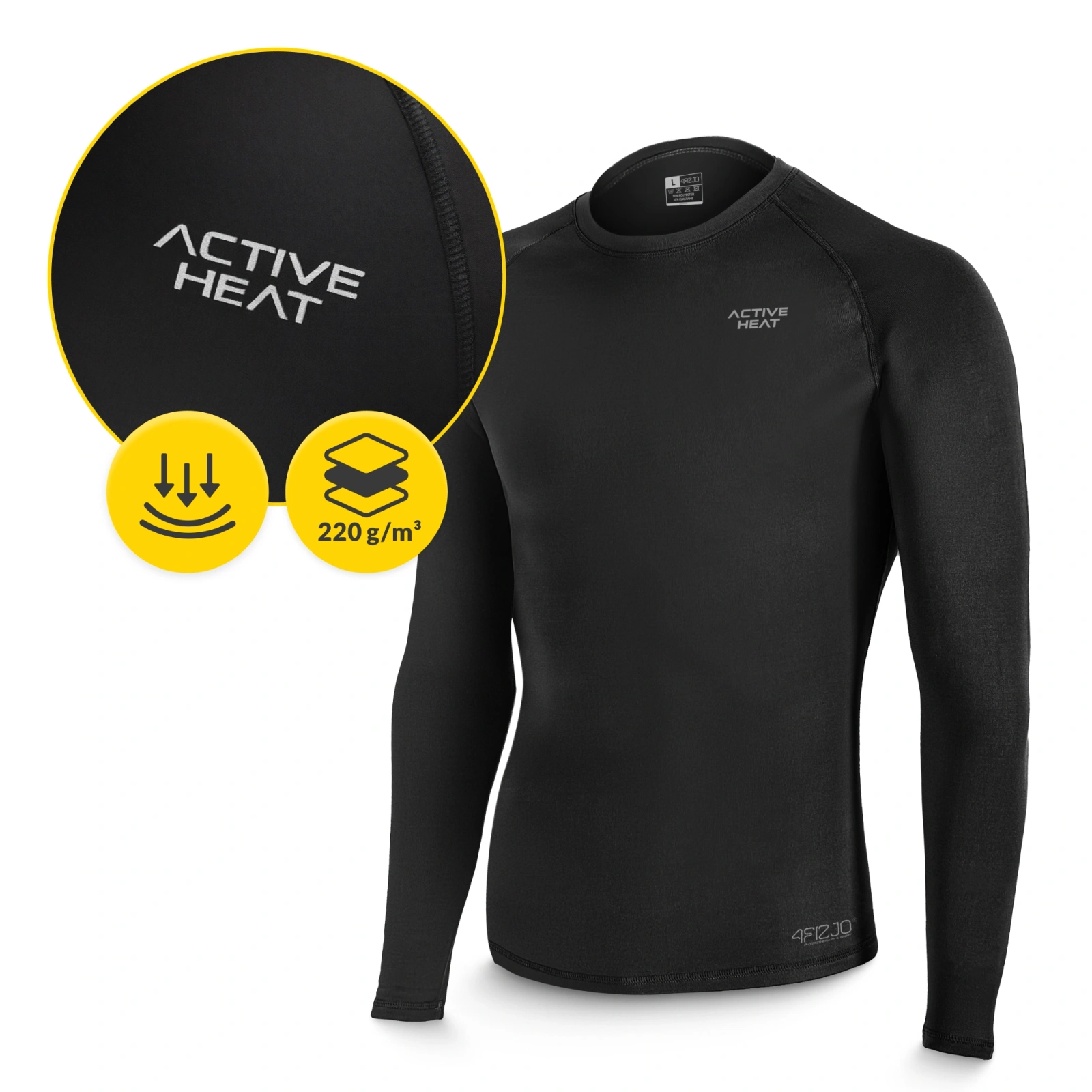 Koszulka termiczna unisex z długim rękawem - czarna, rozmiar S