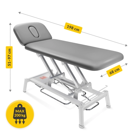 Stół do masażu i rehabilitacji elektryczny PURE szary