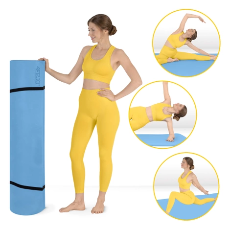 Duża mata do ćwiczeń antypoślizgowa TPE 2 cm niebieska