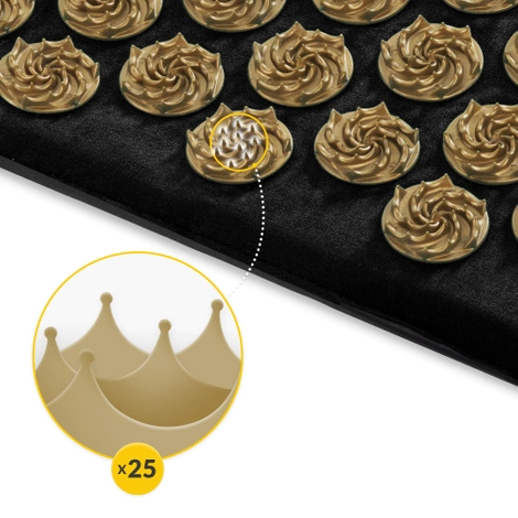 ECO Mata do akupresury z łuskami gryki i kokosem czarno-złota