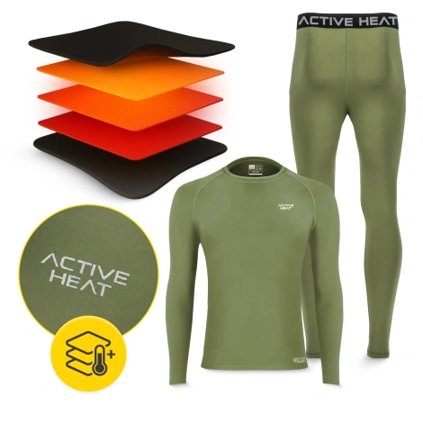 Bielizna termiczna unisex - zielony komplet koszulka + spodnie rozmiar XXL