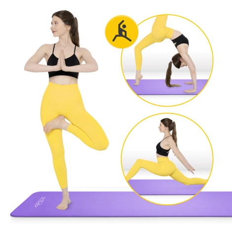 Mata do ćwiczeń fitness i jogi NBR 180 × 60 × 1 cm fioletowa