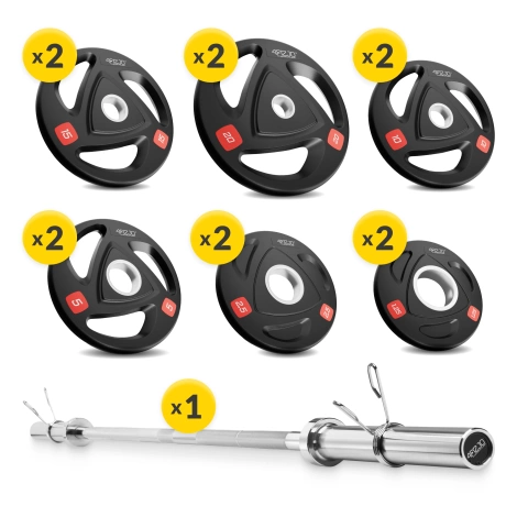 Zestaw olimpijski - obciążenie 107,5 kg + sztanga