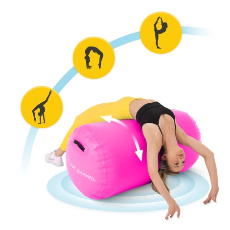 Dmuchany wałek gimnastyczny AIR BARREL 60 cm różowy