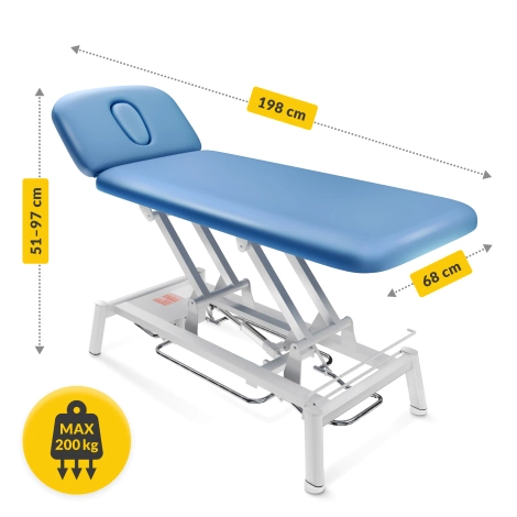 Stół do masażu i rehabilitacji elektryczny PURE niebieski