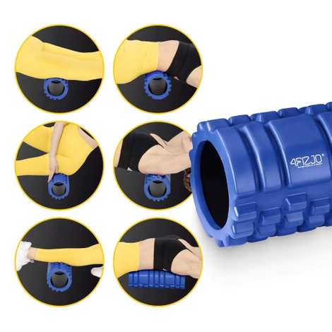 Wałek do masażu z wypustkami EVA 33 cm niebieski