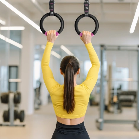 Kółka gimnastyczne do podciągania z ABS czarno-różowe