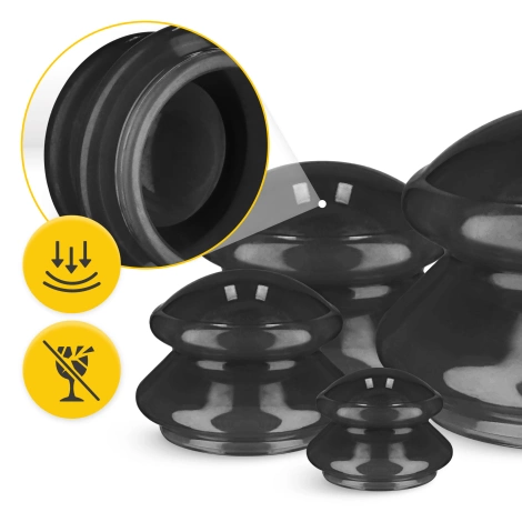 Silikonowe bańki chińskie 4 szt. MED+ czarne