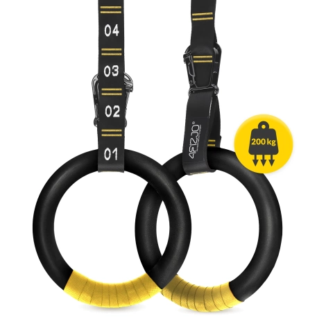 Kółka gimnastyczne do podciągania z ABS czarno-żółte