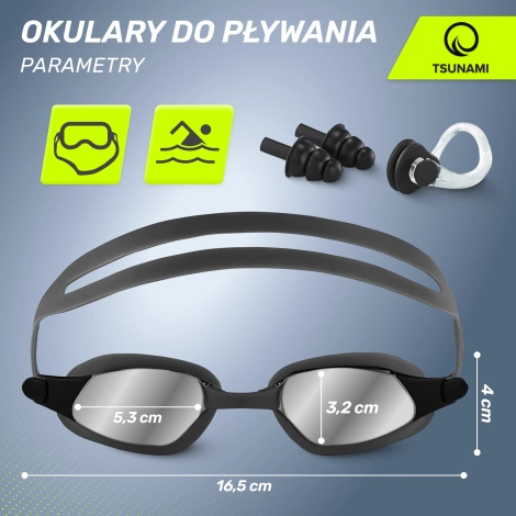 Okulary do pływania TSUNAMI czarne