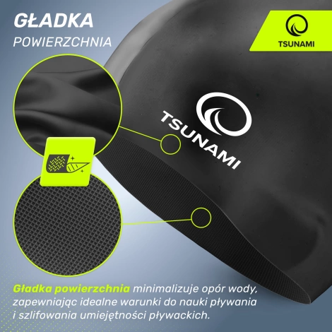 Czepek na basen dla dzieci TSUNAMI czarny