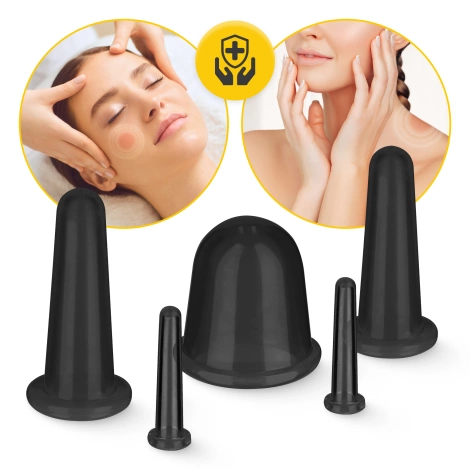 Silikonowe bańki chińskie 5 szt. FACE+ czarne