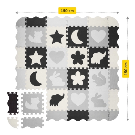 Mata edukacyjna dla dzieci puzzle 150 x 150 cm szara