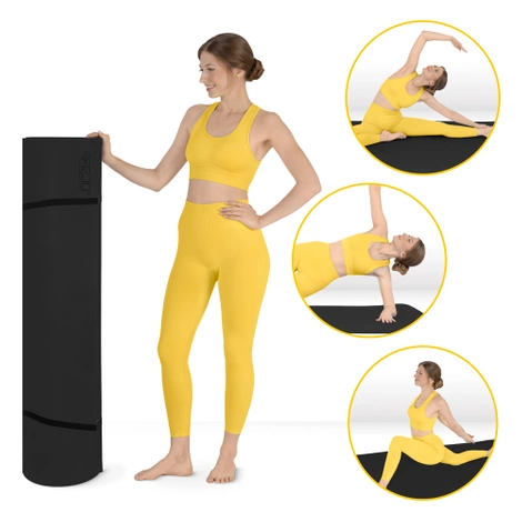 Duża mata do ćwiczeń antypoślizgowa TPE 2 cm czarna