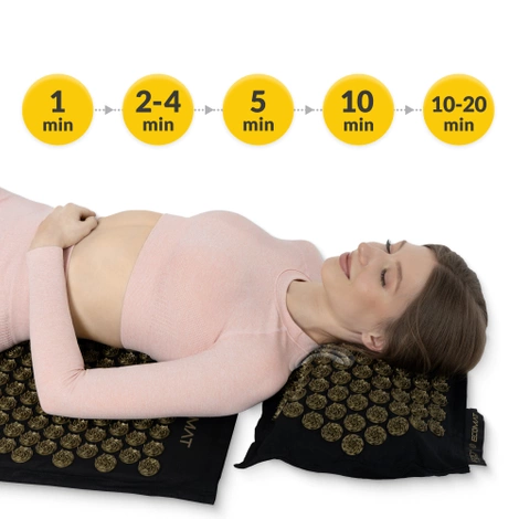 ECO Mata do akupresury z łuskami gryki i kokosem czarno-złota