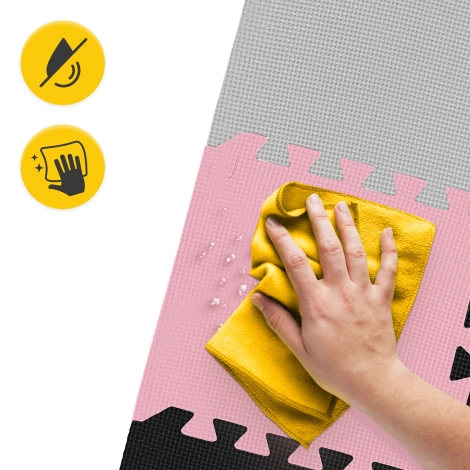 Mata edukacyjna dla dzieci puzzle 90 x 90 cm różowa