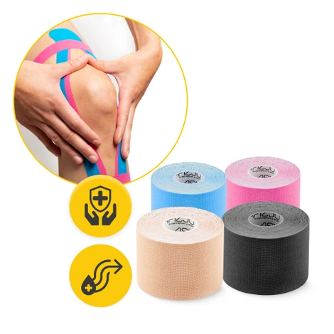 Zestaw 4 taśm do kinesiotapingu 5 cm x 5 m