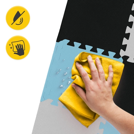 Mata edukacyjna dla dzieci puzzle 90 x 90 cm błękitna