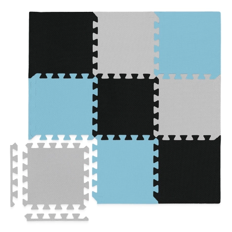 Mata edukacyjna dla dzieci puzzle 90 x 90 cm błękitna