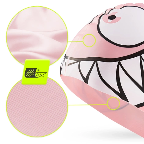 Czepek na basen dla dzieci TSUNAMI SHARK różowy