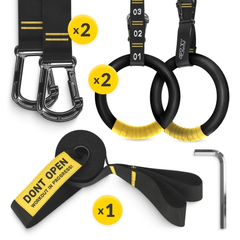 Kółka gimnastyczne do podciągania z ABS czarno-żółte
