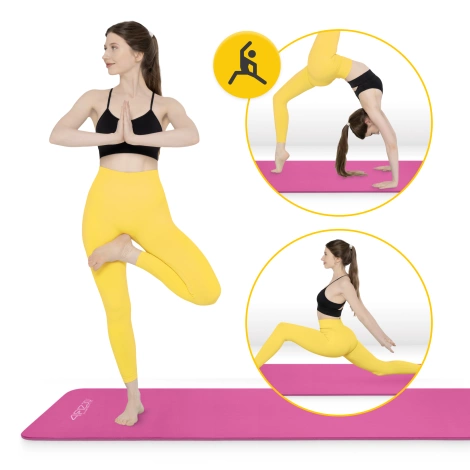 Mata do ćwiczeń fitness i jogi NBR 180 × 60 × 1 cm różowa