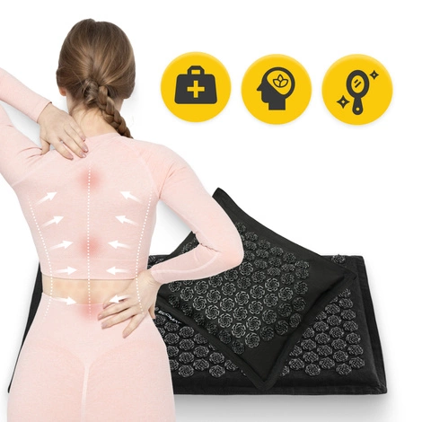 ECO Mata do akupresury z łuskami gryki i kokosem czarna