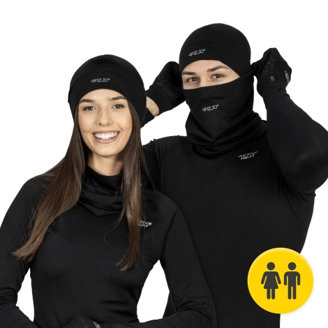 Zestaw termiczny unisex - czarny komplet czapka + komin one size