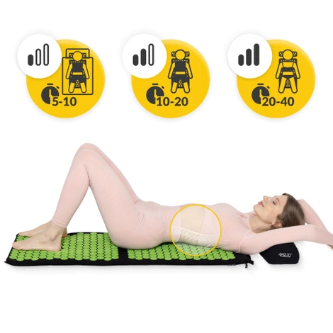 Duża mata do akupresury z poduszką klasyczna XL zielona