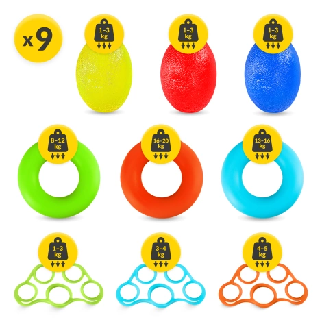 Zestaw 9 gum do ćwiczeń rąk palców