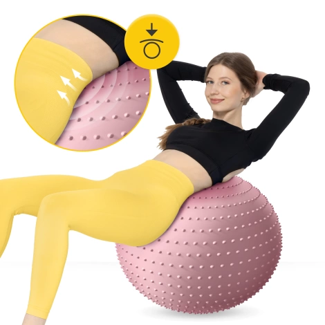 Piłka rehabilitacyjna z kolcami 65 cm różowa