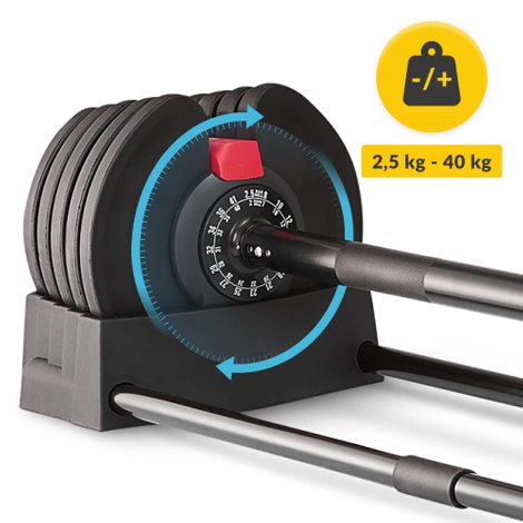 Regulowany hantel i sztanga 2w1 PREMIUM 2,5-40 kg