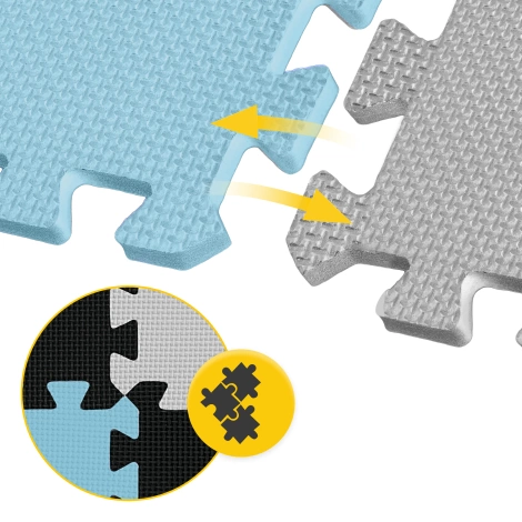 Mata edukacyjna dla dzieci puzzle 90 x 90 cm błękitna