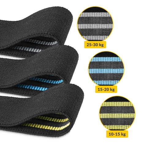 Zestaw 3 gum materiałowych do ćwiczeń HIP BAND